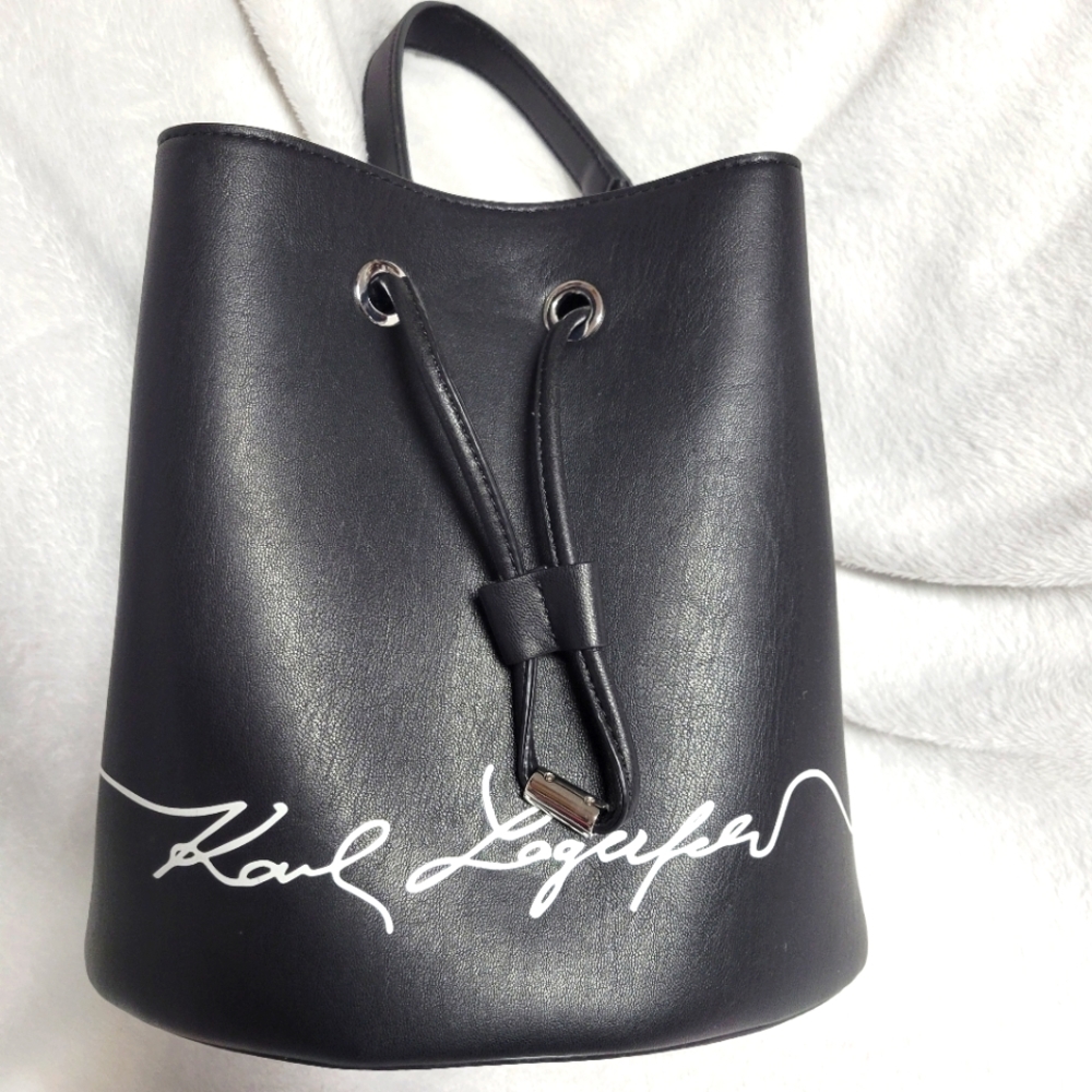 Karl Lagerfeld black bucket tote